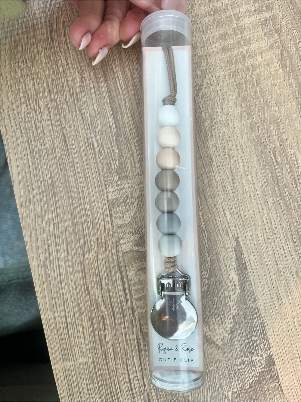 Silicone Bead Pacifier Clip - Neutral Beige